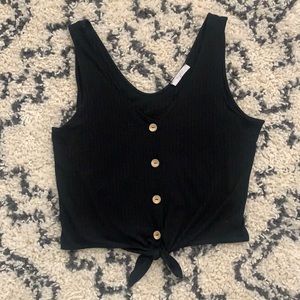 Black Tie-Front Tank